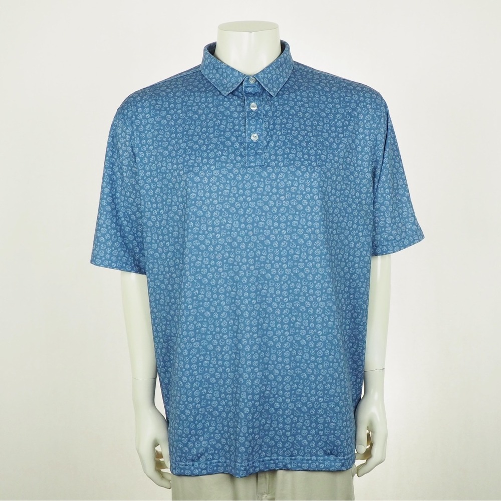 Straight Down Golf Polo Shirt Mens 2XL XXL Blue Dice Casino Gambling AOP Print